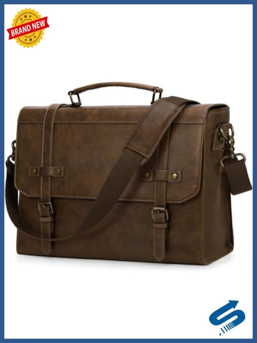Vintage PU Leather Messenger Bag 17" Laptop Briefcase Satchel Shoulder Bag